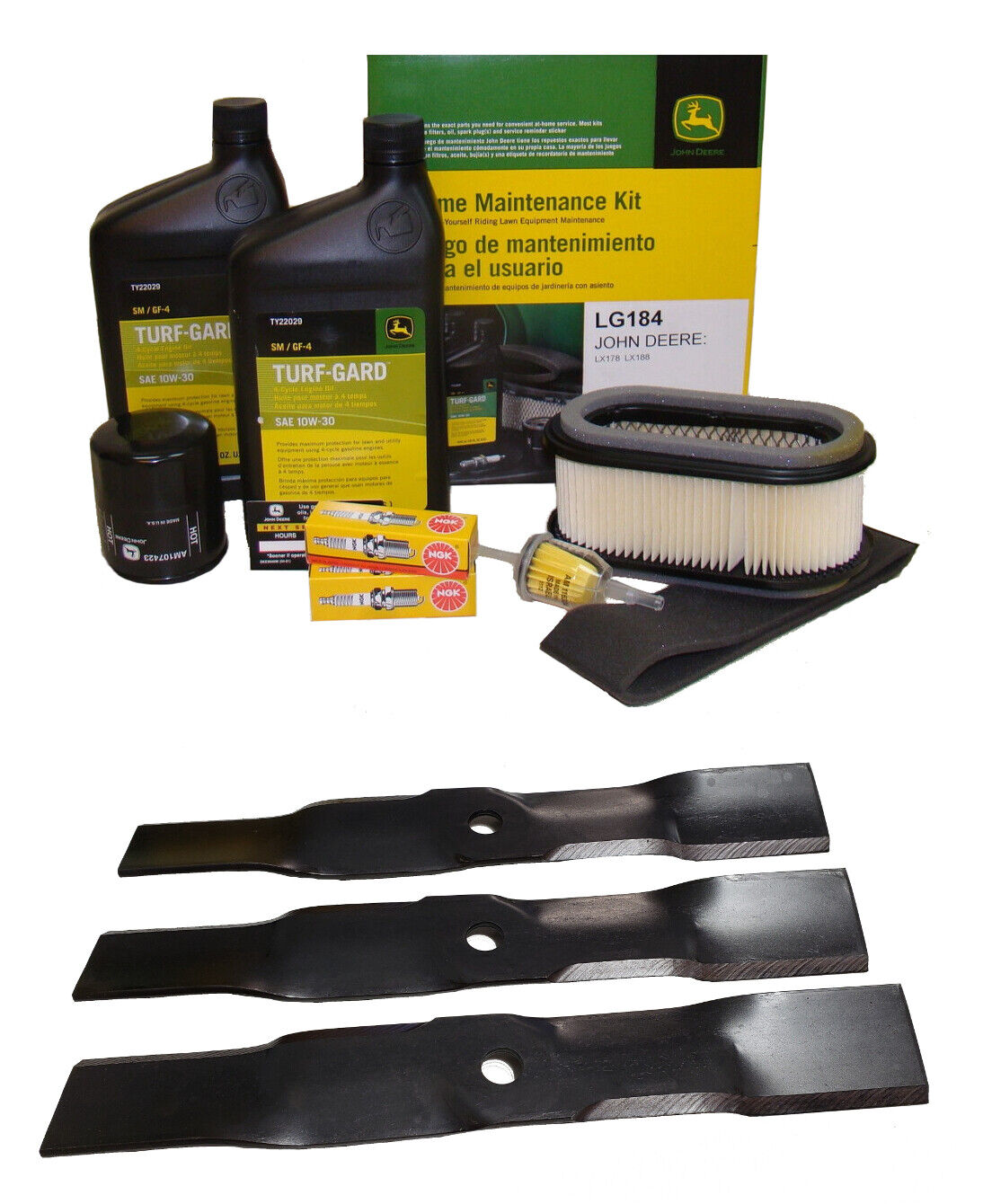 John Deere Original Equipment Model LX178 Maintenance Kit + Mulching Blades, 48" Mower Deck