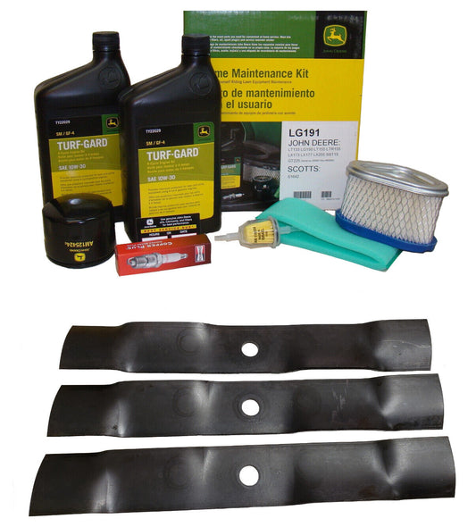 John Deere Original Equipment Model LX255 Maintenance Kit + Mulching Blades