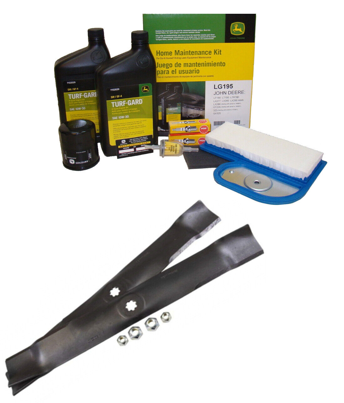 "John Deere Original Equipment Model LT180 Maintenance Kit + Mulching Blades, 42"" Mower Deck"