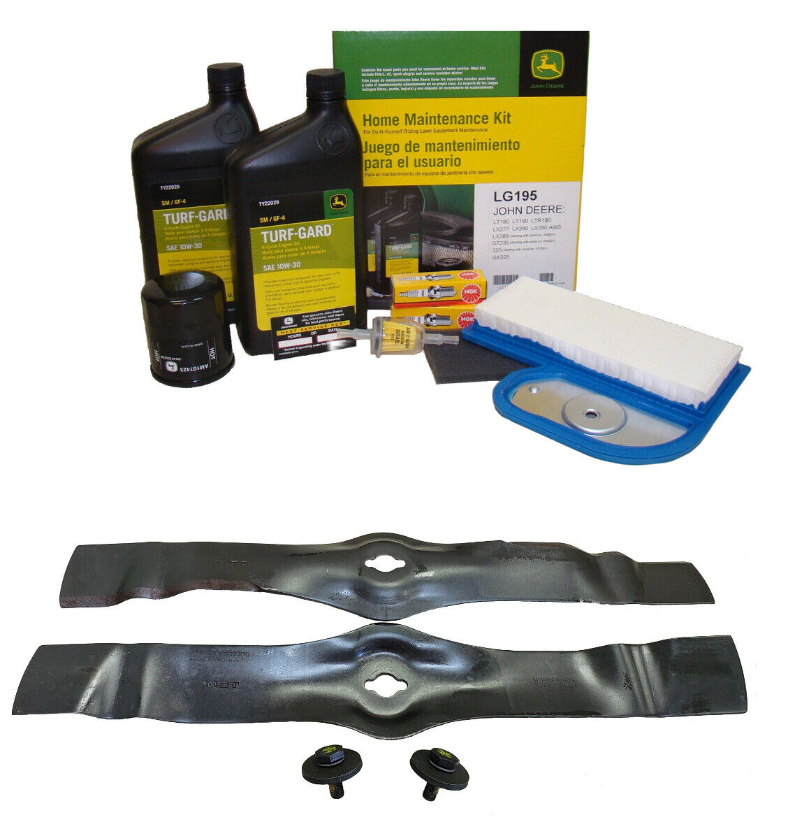 "John Deere Original Equipment Model LX277 Maintenance Kit + Mulching Blades, 42"" Mower Deck"