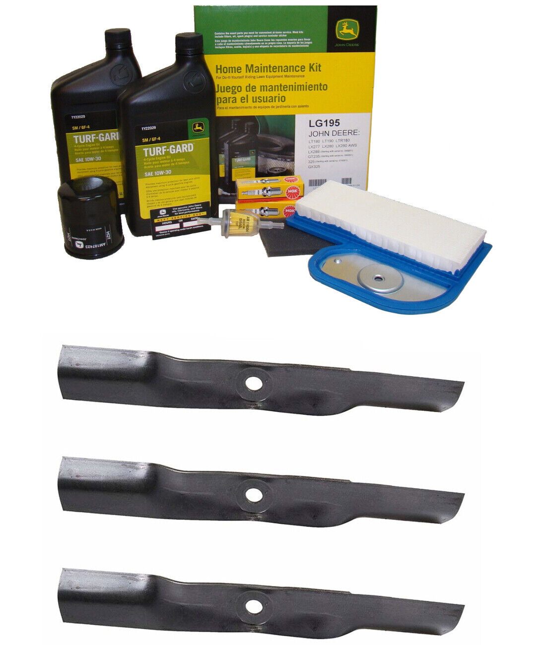 John Deere Original Equipment Model LX280 Maintenance Kit + Highlift Blades, ...