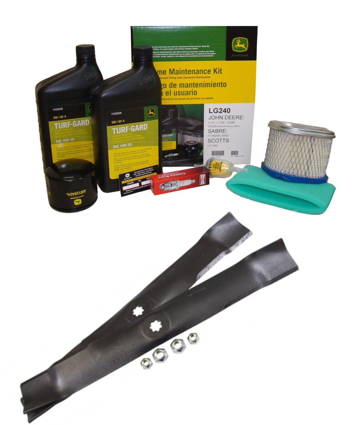 John Deere Original Equipment Model LT160 Maintenance Kit + Mulching Blades, ...