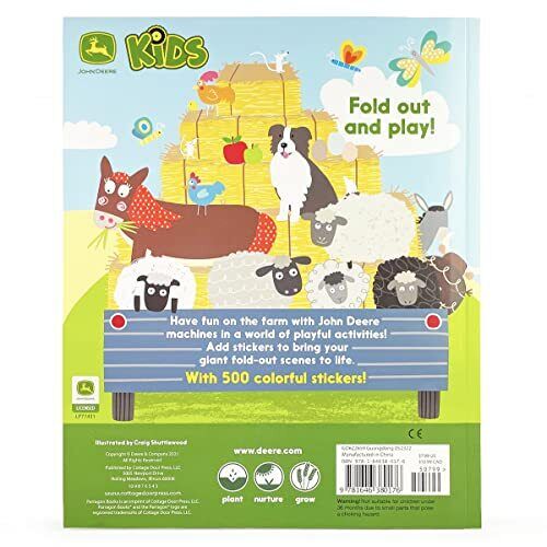 John Deere Kids Farm: 500 Stickers and Puzzle Activities : Fold Out and Play! (Paperback)