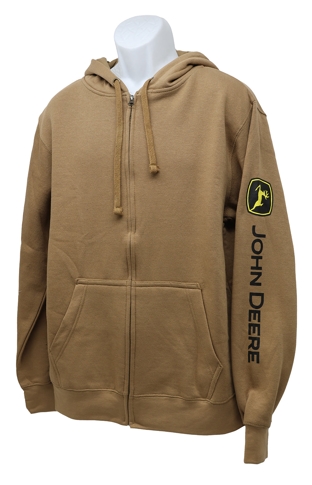 John Deere Men's Construction Brown Full Zipper Fleece Sweatshirt - LP81877