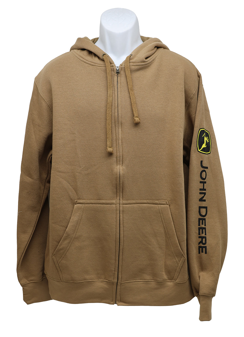 John Deere Men's Construction Brown Full Zipper Fleece Sweatshirt - LP81877