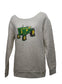 John Deere Ladies SMALL Watercolor Tractor Boatneck Sweatshirt - LP82256