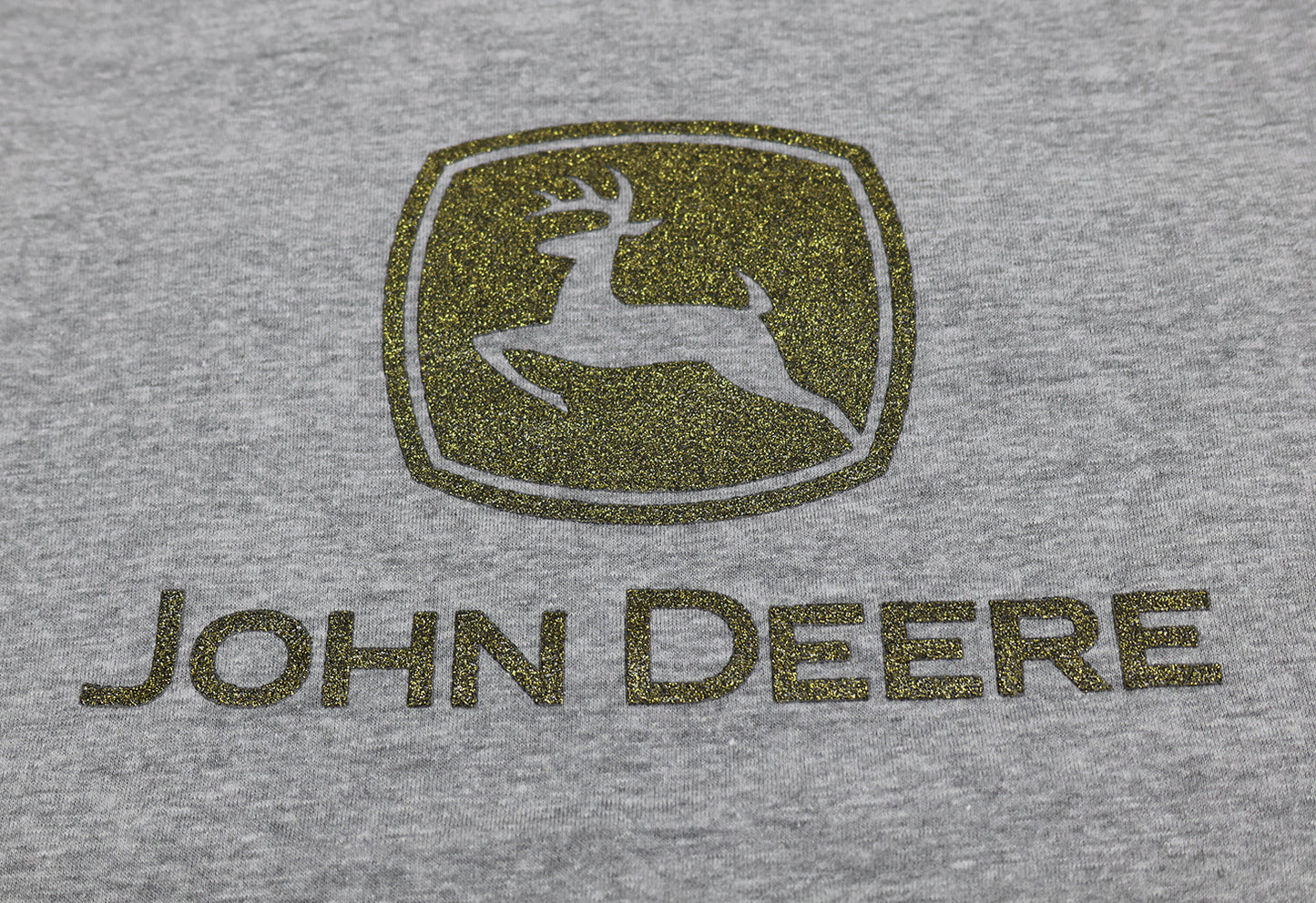 John Deere Ladies MEDIUM Gray Short Sleeve with Gold Glitter Logo T-Shirt - LP85216