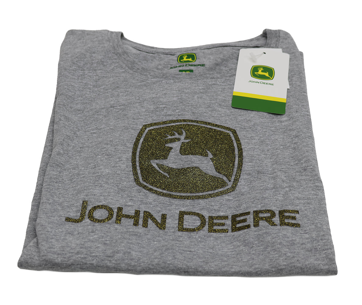 John Deere Ladies XL Gray Short Sleeve with Gold Glitter Logo T-Shirt - LP85217