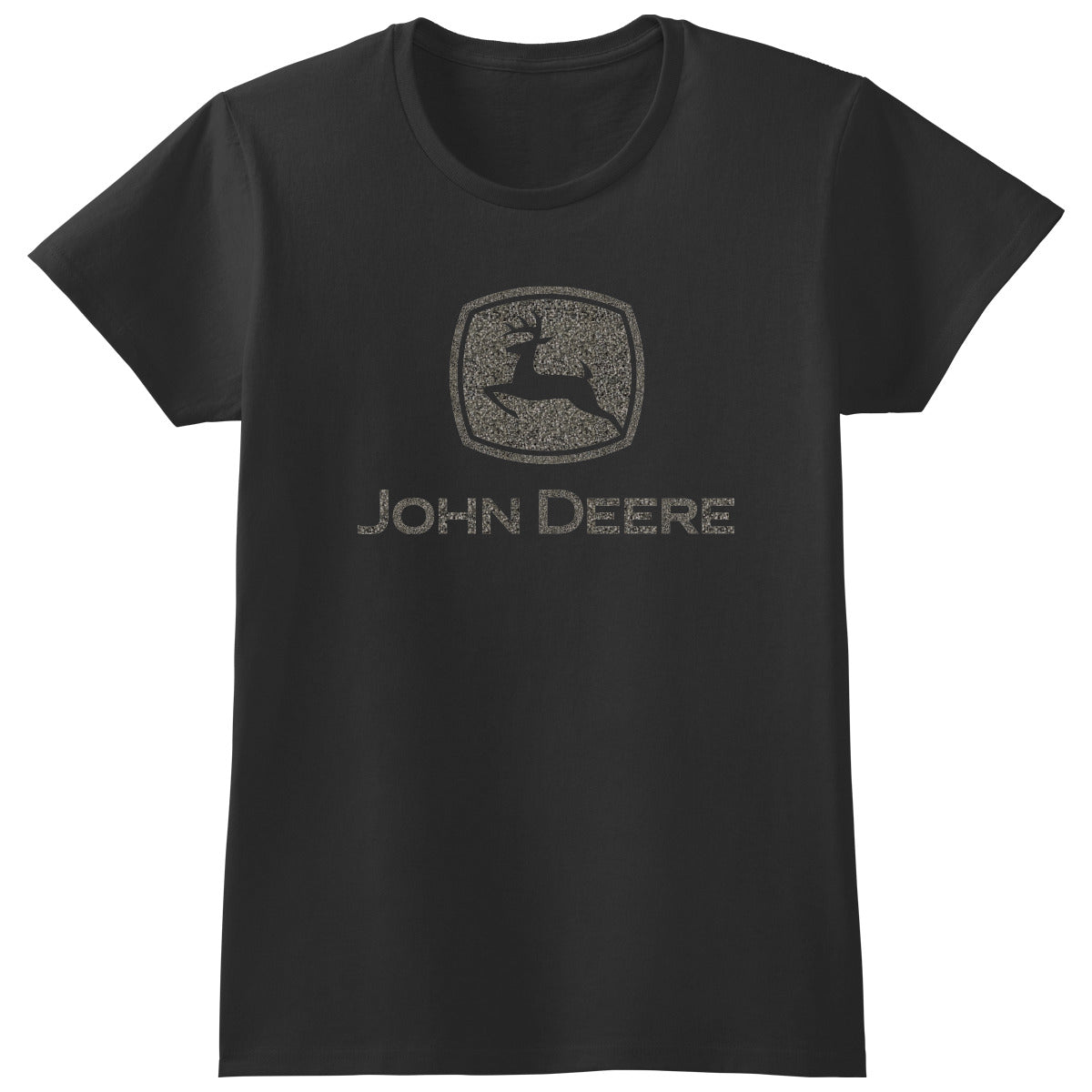 John Deere Ladies SMALL Black with Silver Glitter Logo Short Sleeve Tee - LP85222