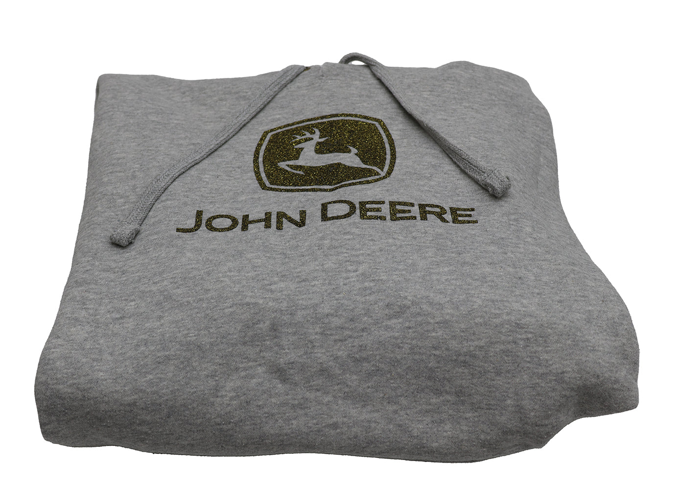 John Deere Ladies MEDIUM Gray Hoodie with Gold Glitter Logo - LP85225