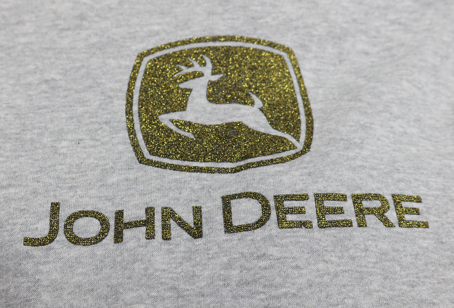 John Deere Ladies MEDIUM Gray Hoodie with Gold Glitter Logo - LP85225