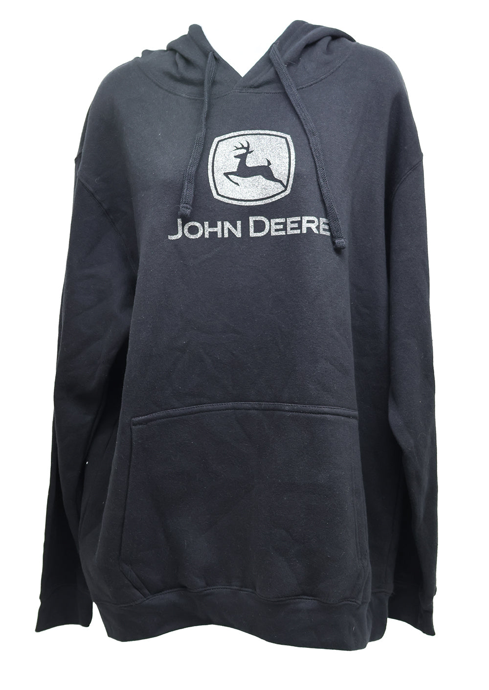 John Deere Ladies SMALL Black Hoodie with Silver Glitter Logo - LP85230