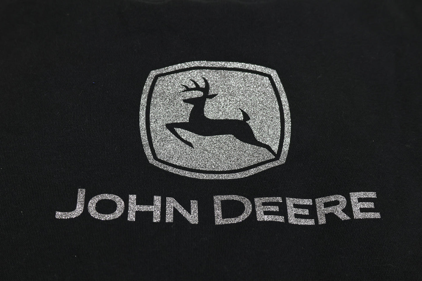 John Deere Ladies SMALL Black Hoodie with Silver Glitter Logo - LP85230