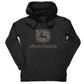 Hood detail of the John Deere Ladies XL Black Hoodie With Silver Glitter Logo