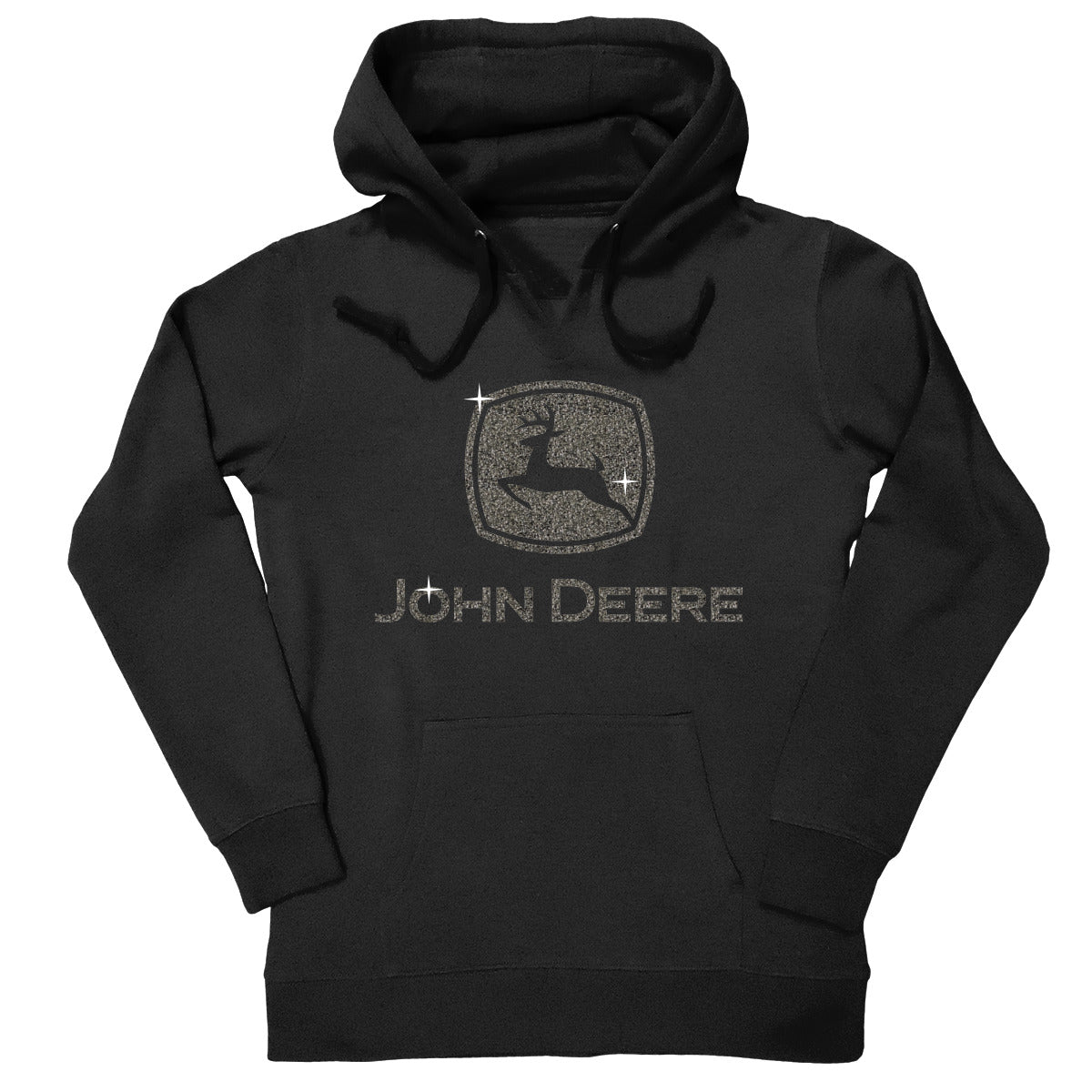 John Deere Ladies SMALL Black Hoodie with Silver Glitter Logo - LP85230