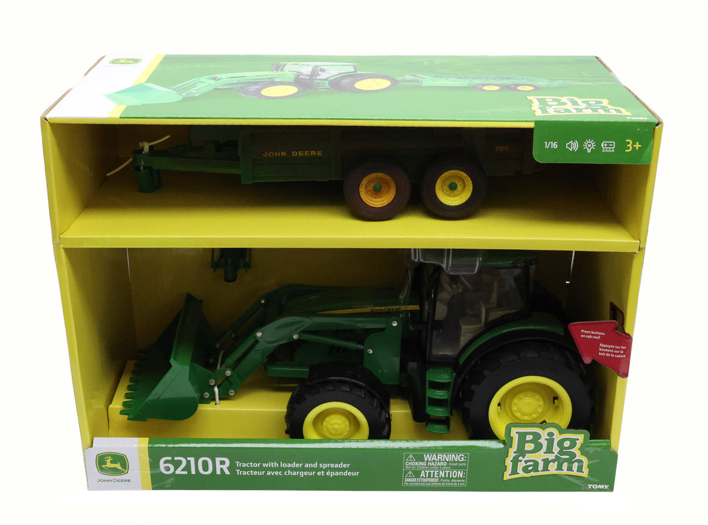 1/16 John Deere Big Farm 6210R Tractor with Loader & Spreader Toy Set - LP85913