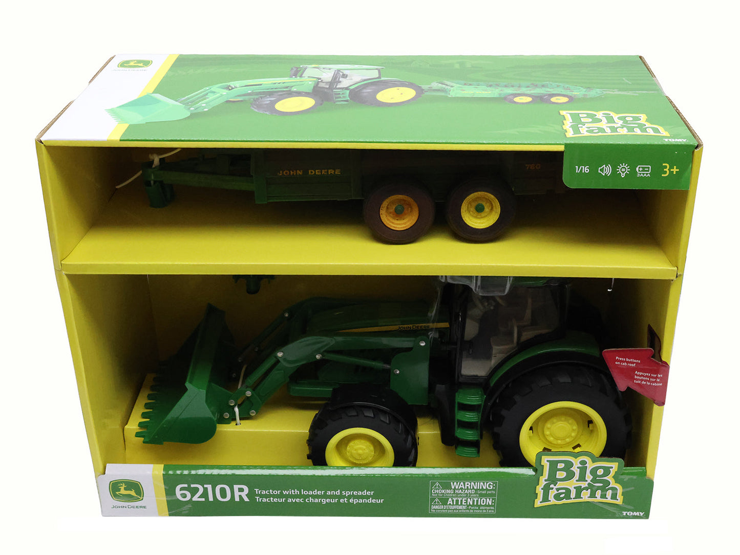 1/16 John Deere Big Farm 6210R Tractor with Loader & Spreader Toy Set - LP85913