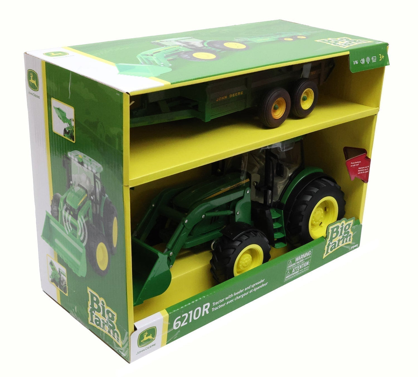 1/16 John Deere Big Farm 6210R Tractor with Loader & Spreader Toy Set - LP85913