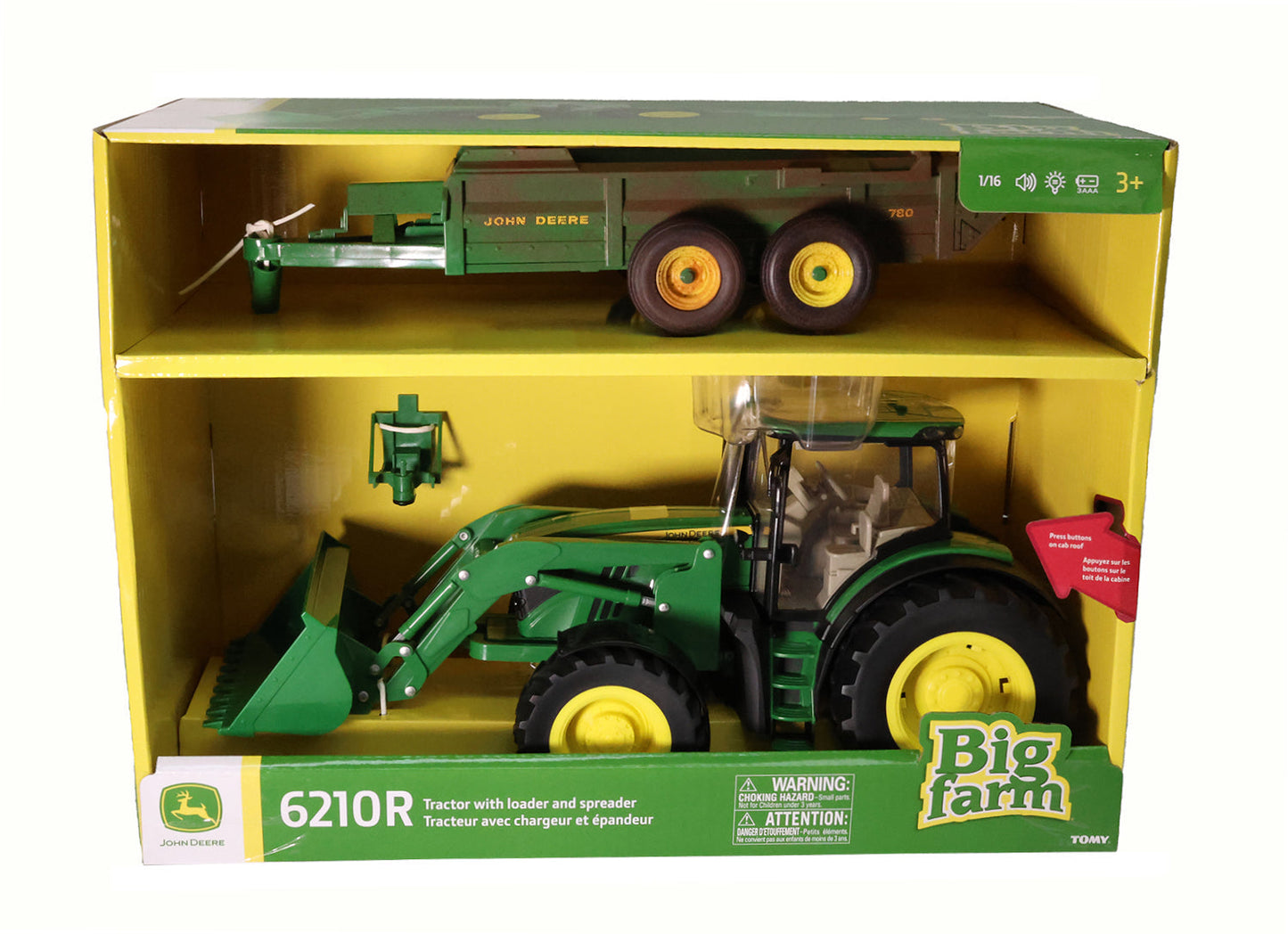 1/16 John Deere Big Farm 6210R Tractor with Loader & Spreader Toy Set - LP85913