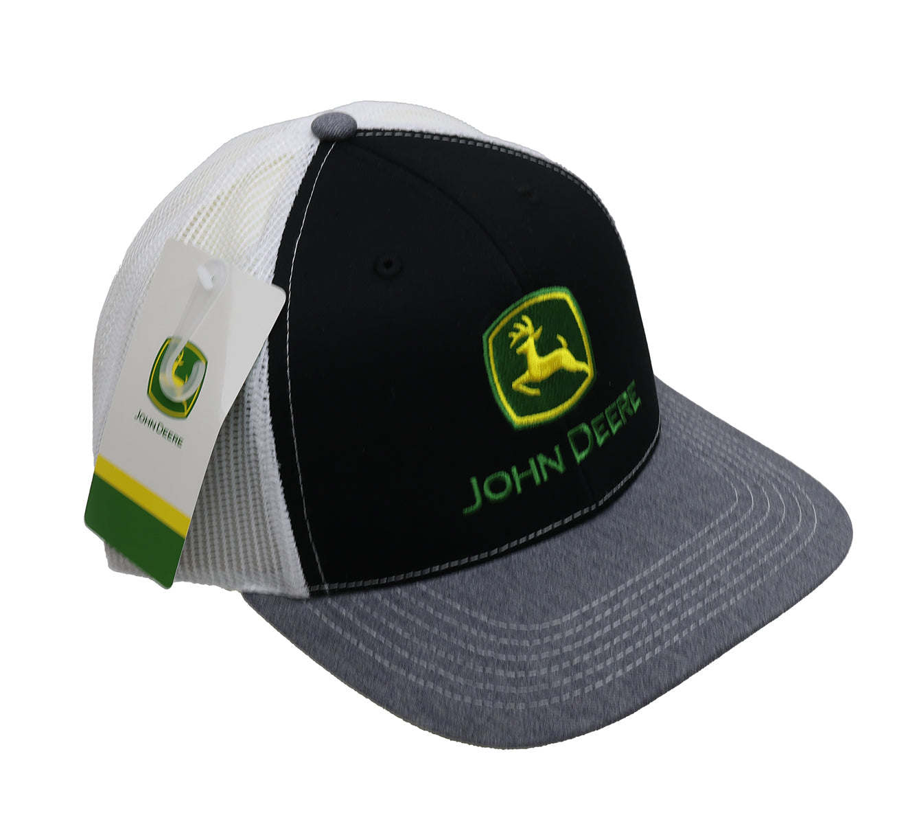 John Deere Men's Moline 112 BK/WH/HG TM Mesh Back Hat/Cap - LP86117