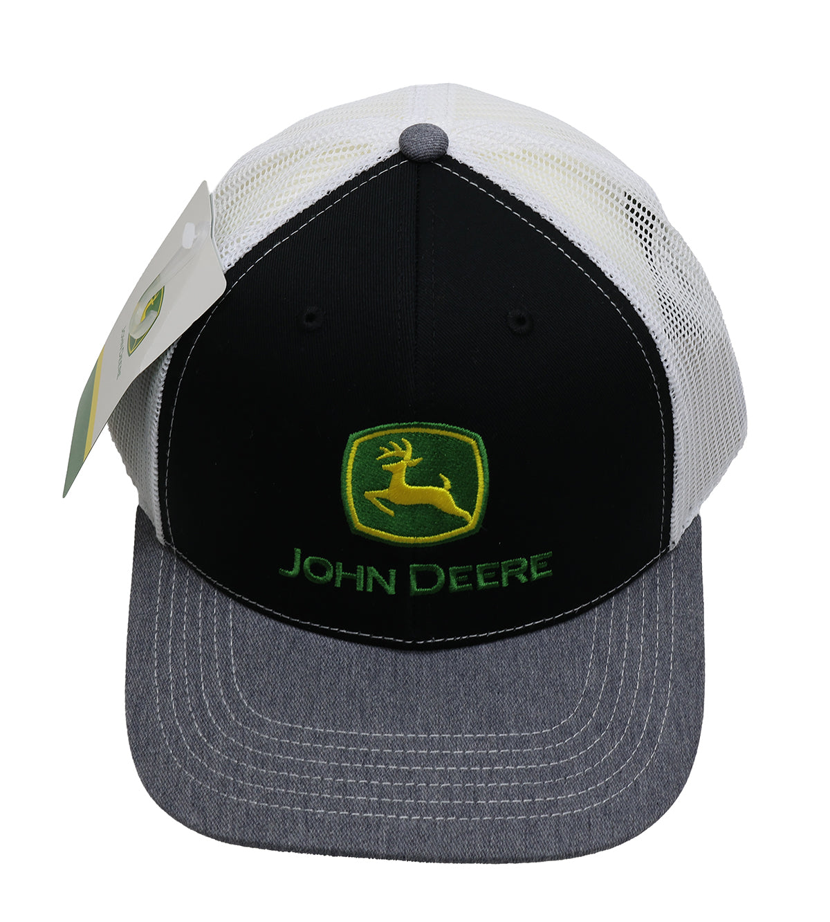 John Deere Men's Moline 112 BK/WH/HG TM Mesh Back Hat/Cap - LP86117