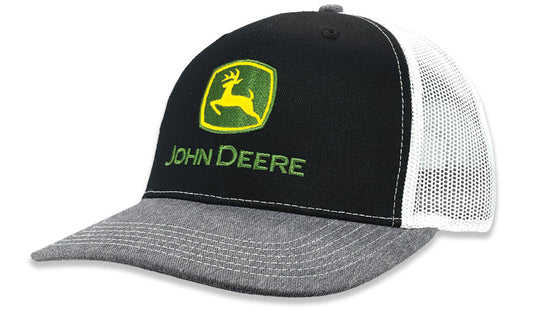 John Deere Men's Moline 112 BK/WH/HG TM Mesh Back Hat/Cap - LP86117