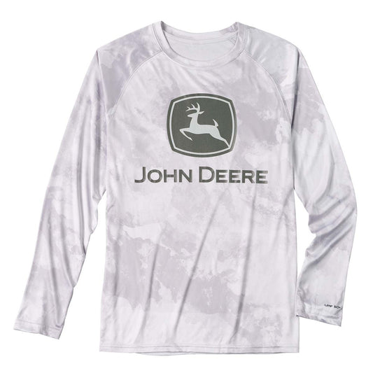 Shop the John Deere small grey camo performance long sleeve tee LP86316