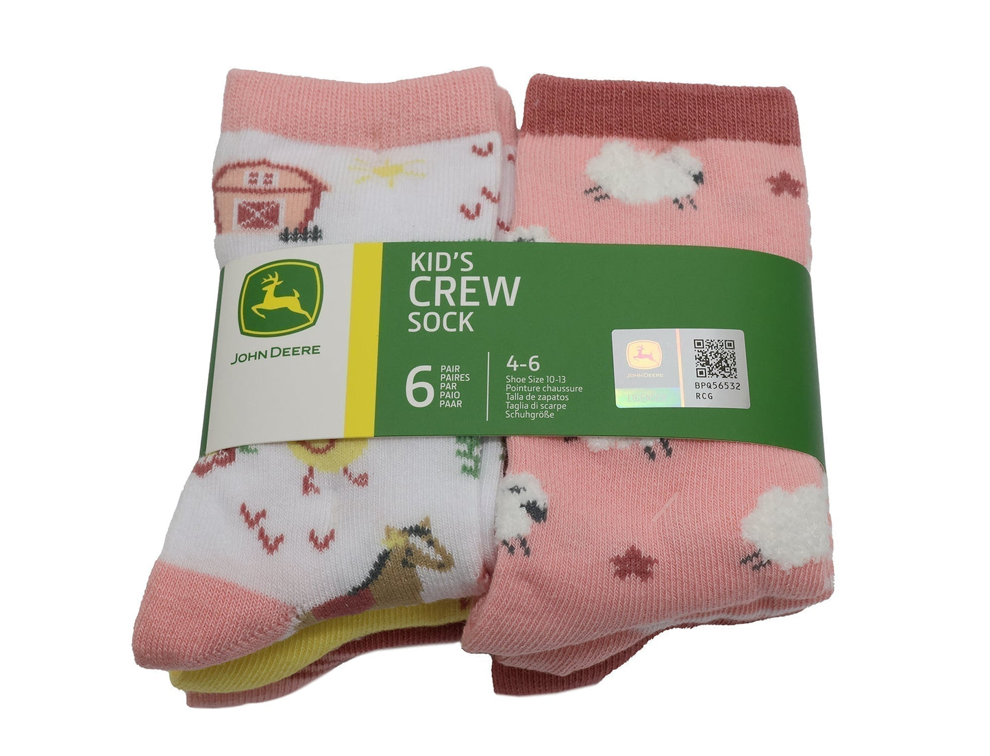 John Deere 4-6 Girl's Multi Crew Socks - LP86477