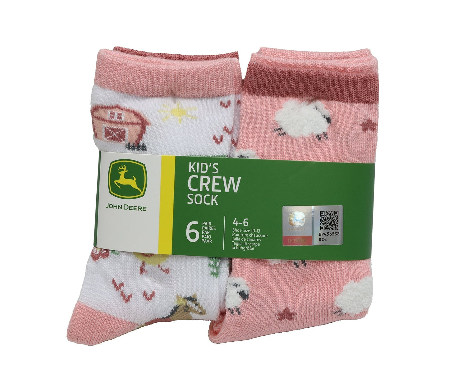 John Deere 4-6 Girl's Multi Crew Socks - LP86477