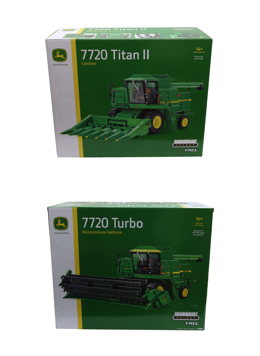 1/16 John Deere 7720 Turbo & 7720 Titan II Combine Prestige Select Series Toy Set - LP86762B