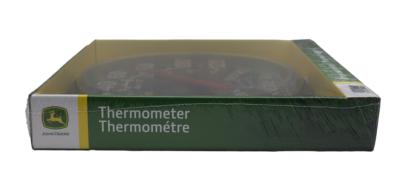 John Deere 12" Round Black "Moline IL." Thermometer - LP87276