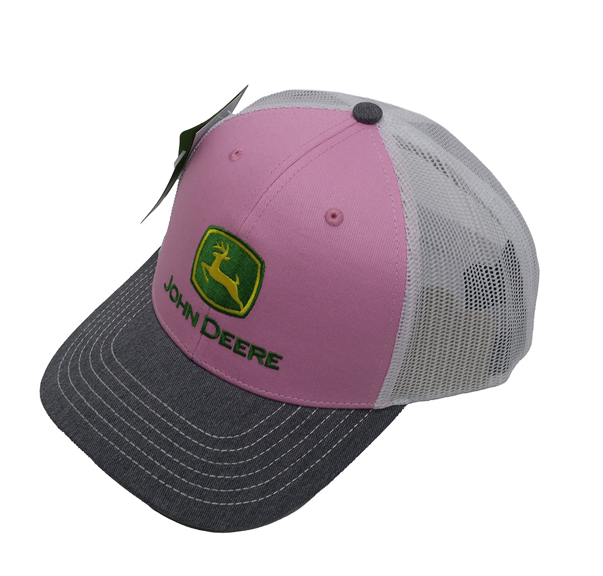 John Deere Pink/Grey/White Mesh Back Hat/Cap - LP87491