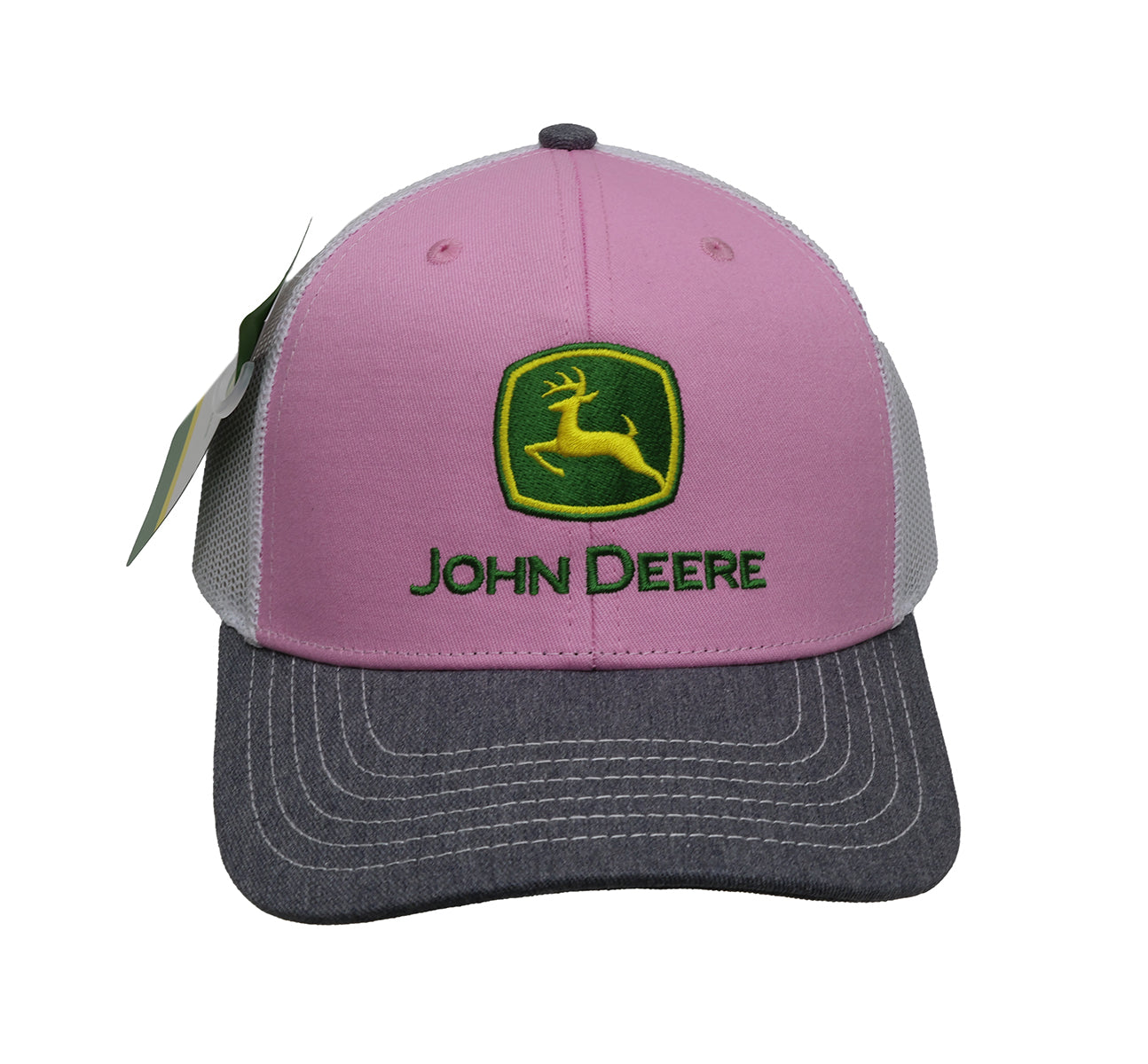 John Deere Pink/Grey/White Mesh Back Hat/Cap - LP87491