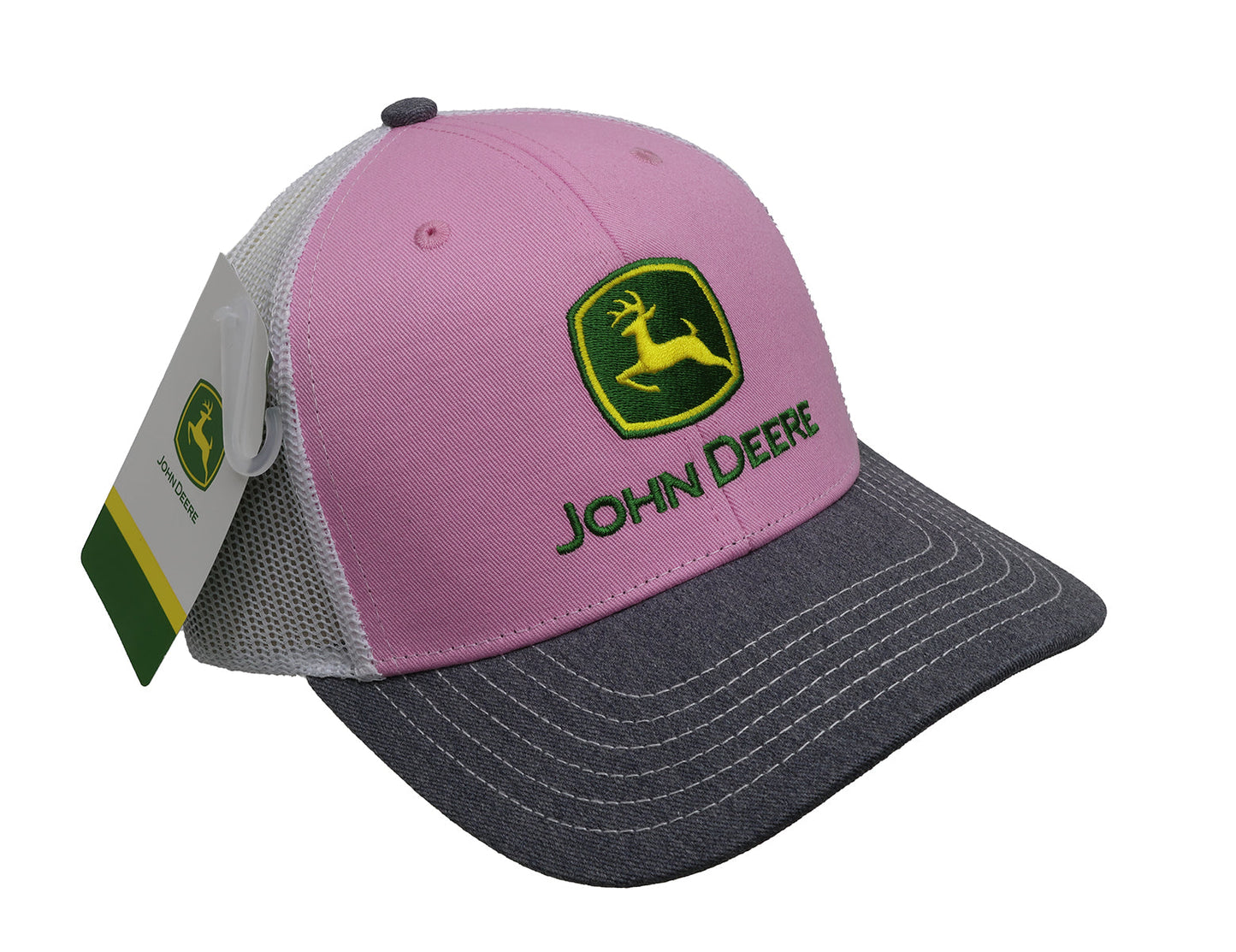 John Deere Pink/Grey/White Mesh Back Hat/Cap - LP87491