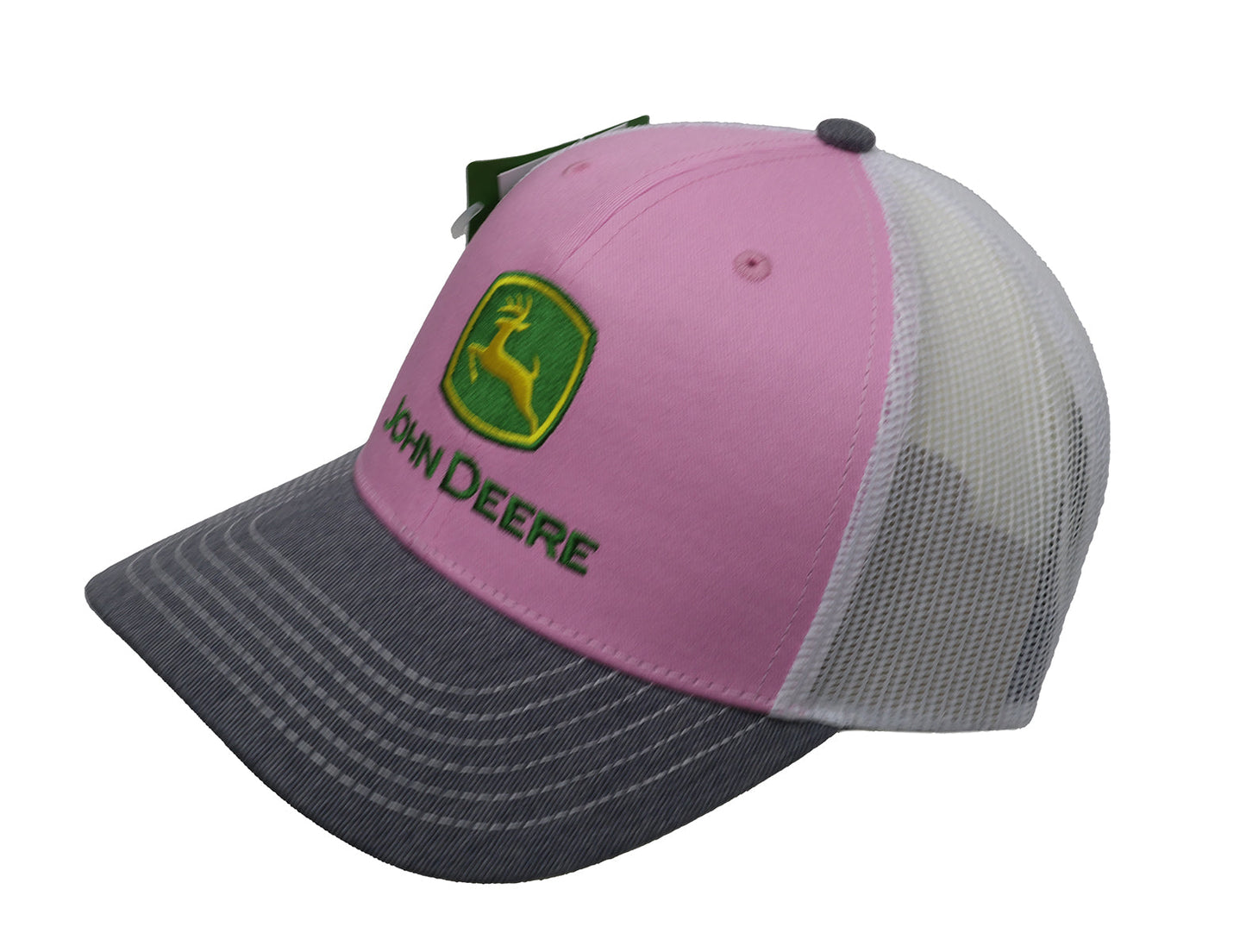 John Deere Pink/Grey/White Mesh Back Hat/Cap - LP87491