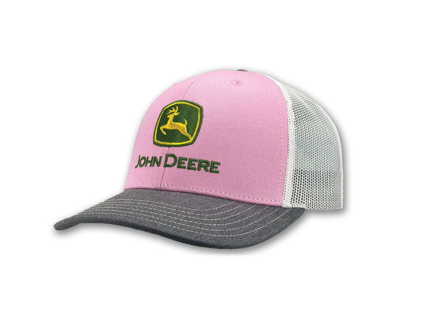 John Deere Pink/Grey/White Mesh Back Hat/Cap - LP87491