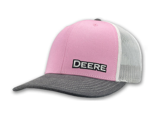 John Deere Pink/Grey/White Mesh Back Hat/Cap - LP87492
