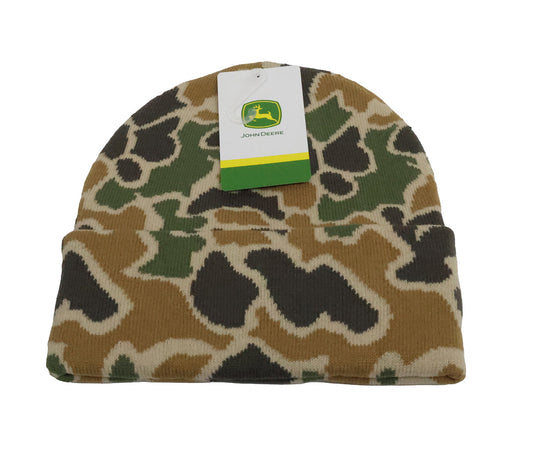John Deere Unisex Jacquard Camo Cuffed Patch Beanie - LP88244