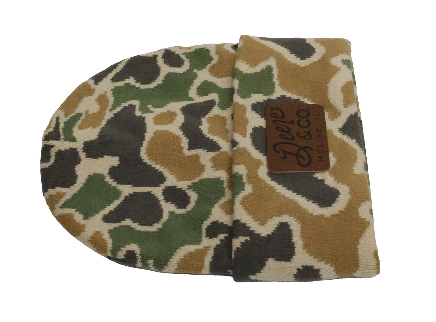 John Deere Unisex Jacquard Camo Cuffed Patch Beanie - LP88244