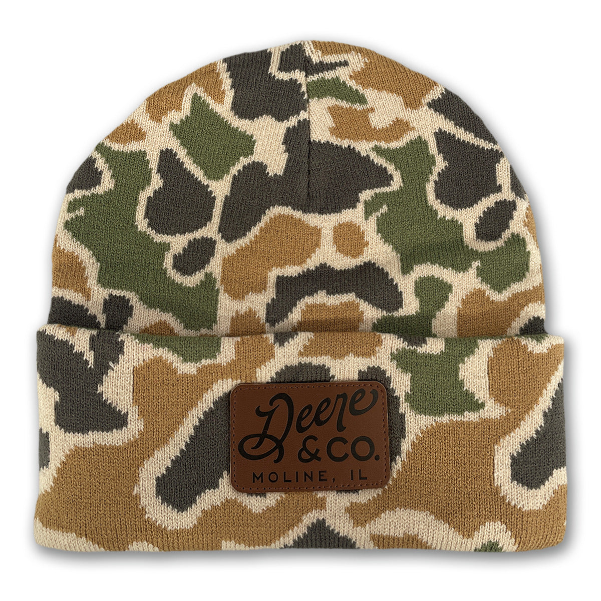John Deere Unisex Jacquard Camo Cuffed Patch Beanie - LP88244