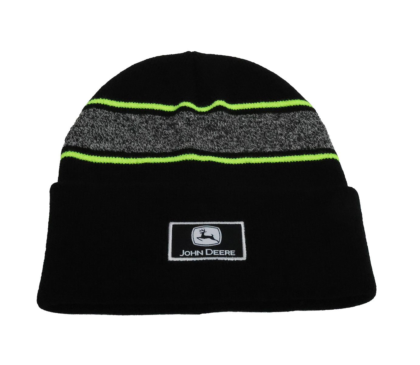 John Deere Men's BK Cuffed Jacquard Stripe Beanie - LP88246
