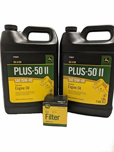 John Deere Original Equipment Oil Change Kit Filter and Oil - (1) M806418 + (2) Gallons 15W-40