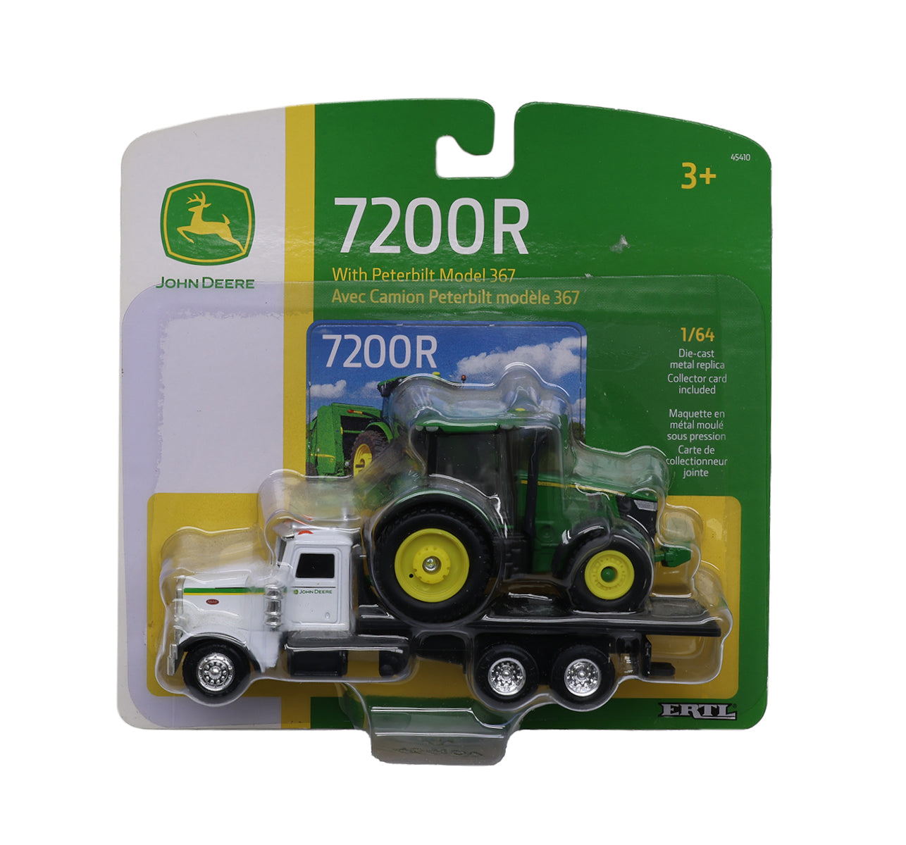 1/64 John Deere 7200R Tractor with Peterbilt Model 367 Toy - TBE45410