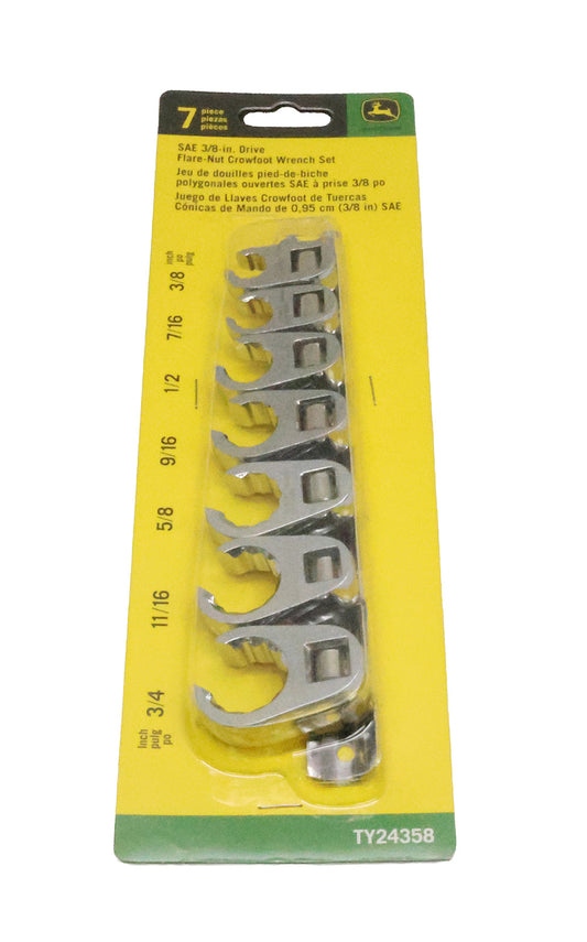 John Deere 7-Piece SAE 3/8" Drive Flare Nut Crow Foot Wrench Set - TY24358