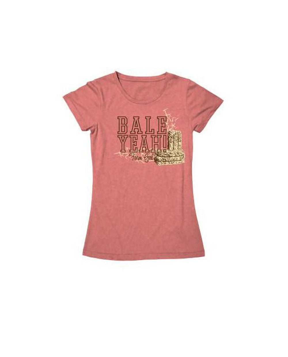 Ladies Farm Girl "Bale Yeah" T-Shirt (Sherbet Pink)(Medium) - 23007224M