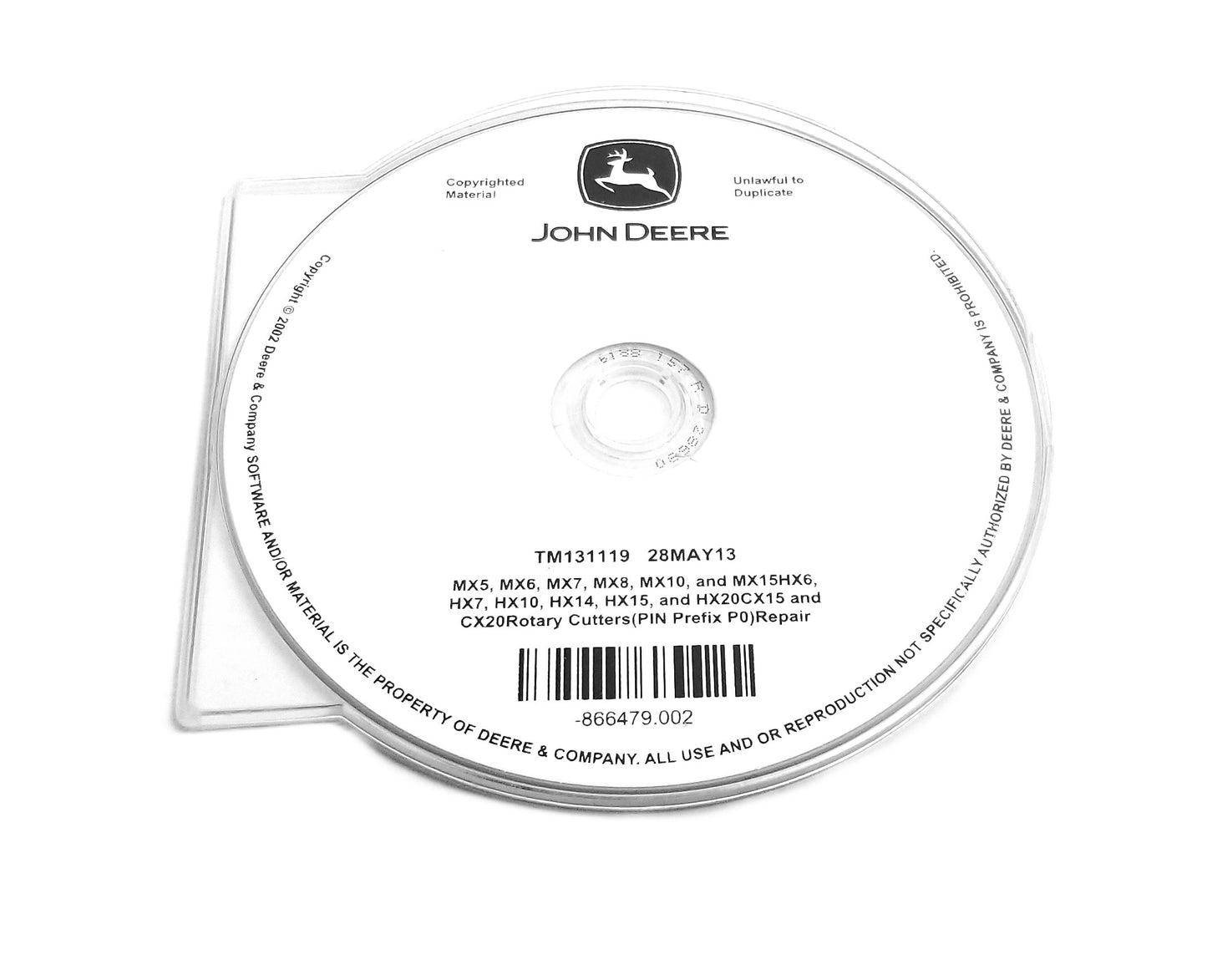 John Deere MX/HX/CX Series Rotary Cutters Technical Manual CD - TM131119CD