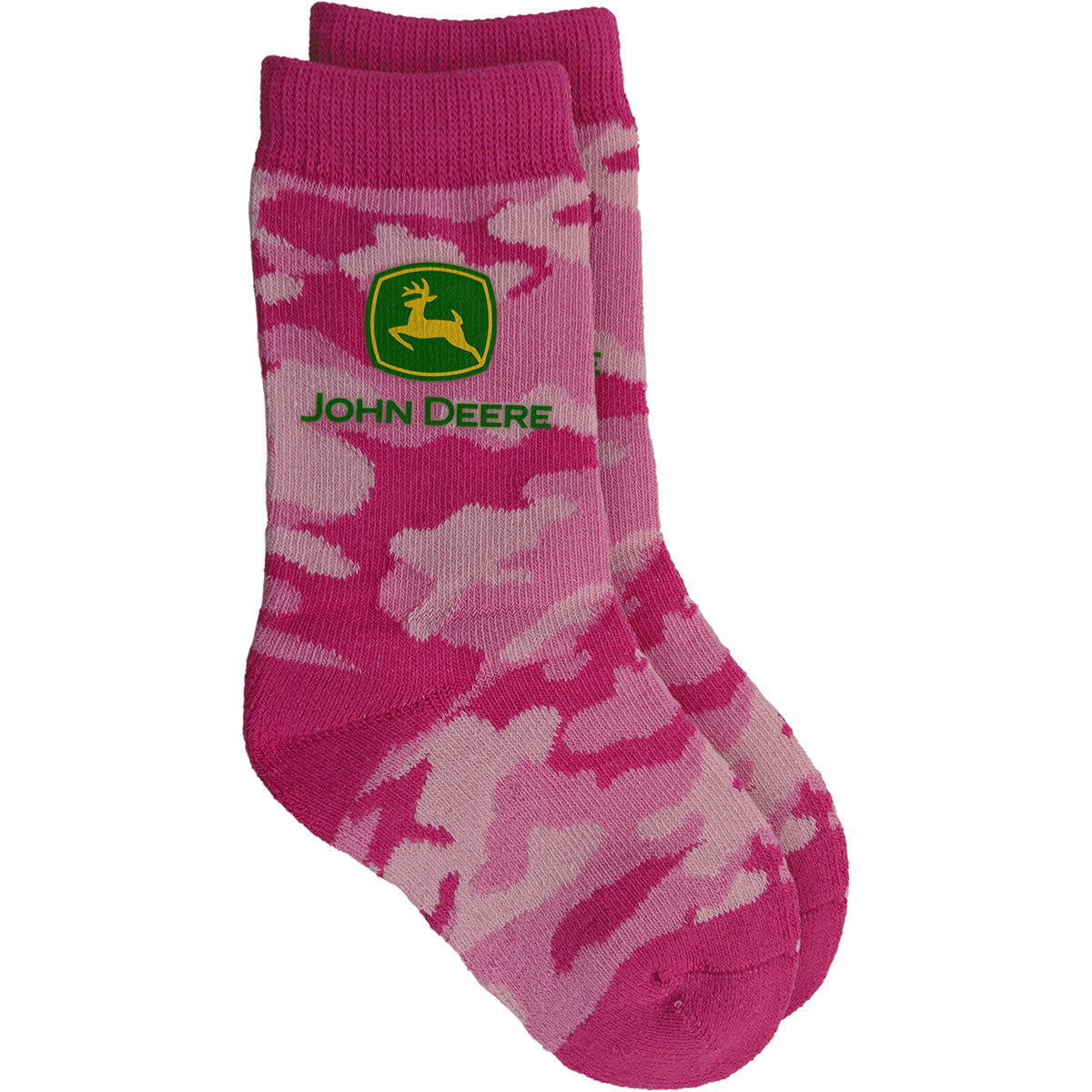 John Deere Youth Pink Camo Crew Socks (Size 4-6) - LP64400