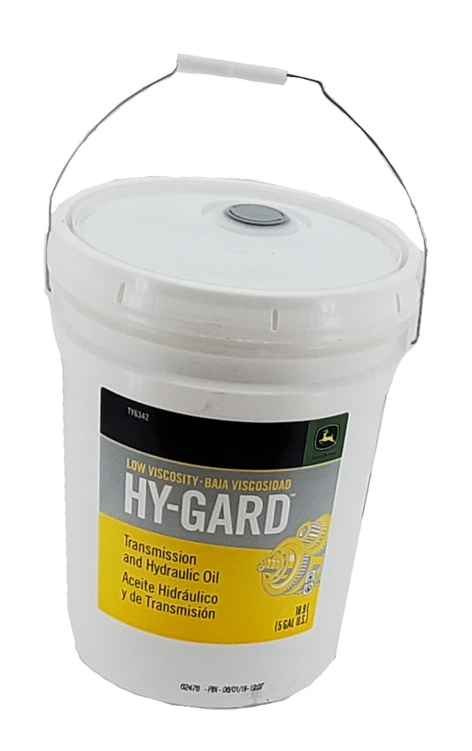 John Deere Low Viscosity Hy-Gard Transmission and Hydraulic Oil 5 Gallon Bucket - TY6342,1