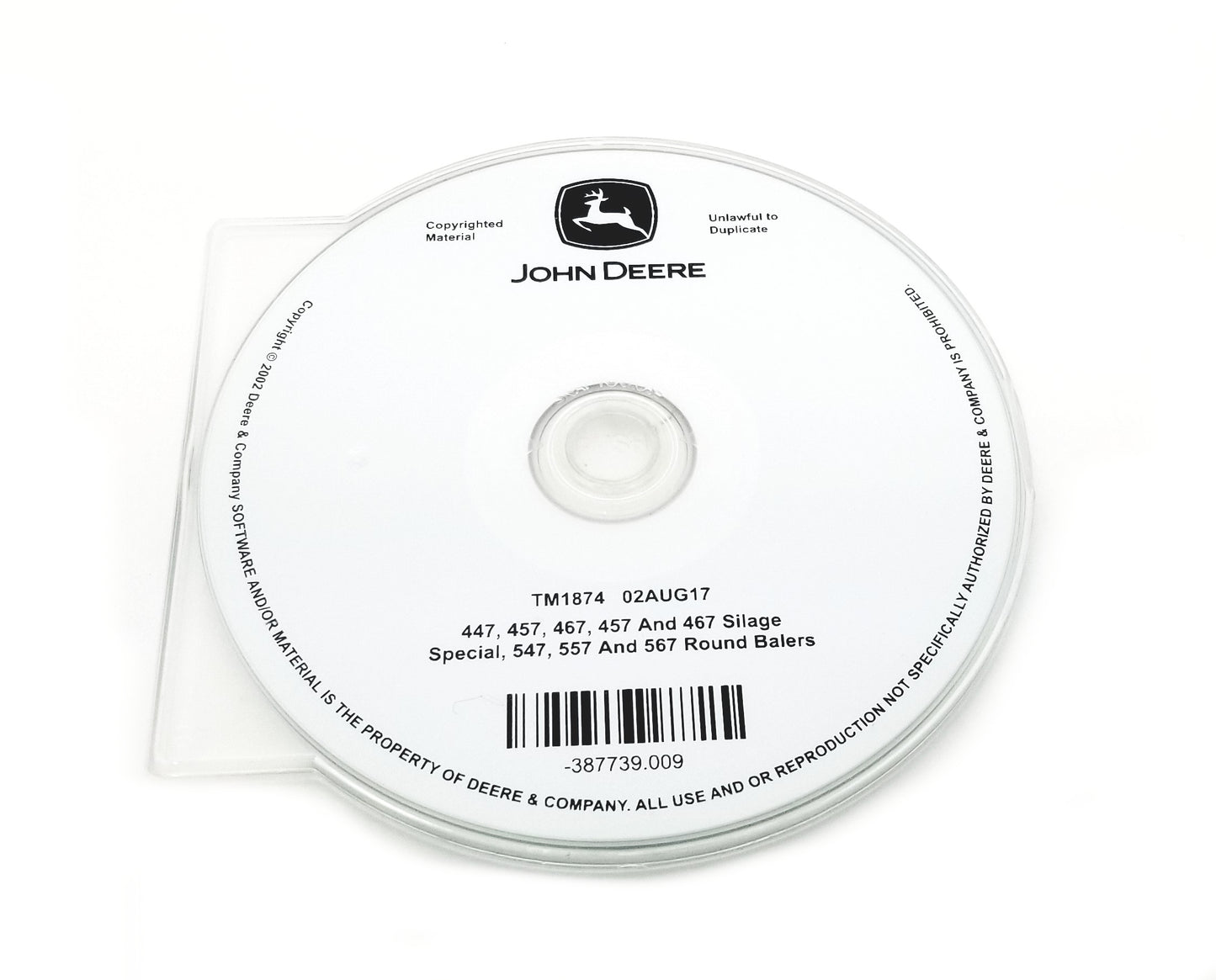 John Deere 447/457/467 & SIL.S/ 547/557/567 Round BALERS (-300000) Technical Manual CD - TM1874CD