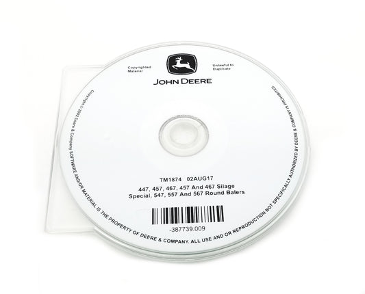 John Deere 447/457/467 & SIL.S/ 547/557/567 Round BALERS (-300000) Technical Manual CD - TM1874CD